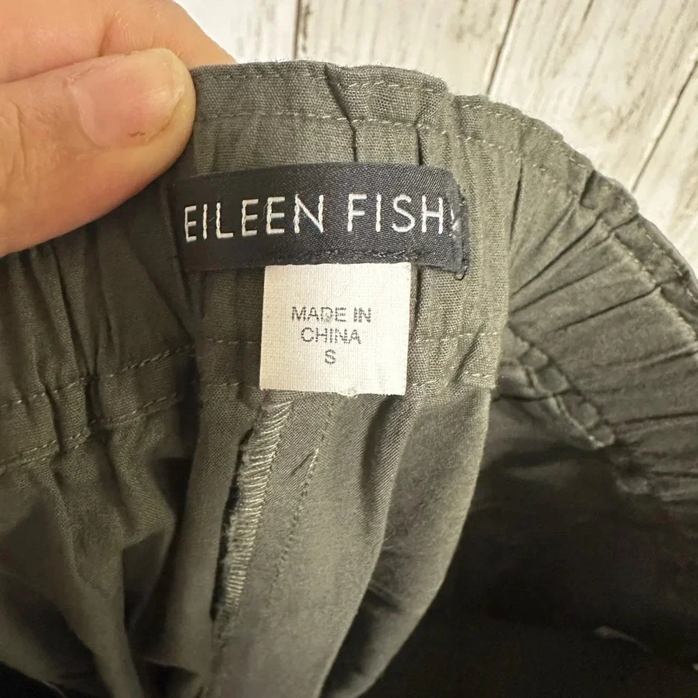 Eileen Fisher Hemp Green Cropped Wide Leg Pants Size Small - Picture 6 of 7